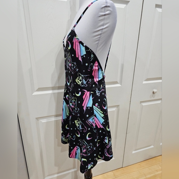 Dolls Kill Too Fast OMG! Ghosts Skater Mini Punk Goth witchy Black Magic Dress S - Picture 8 of 11